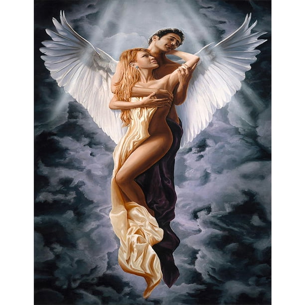 Pintura de diamante (DE9573) 5D Pareja Ángel DIY Cuadros de diamantes de imitación cuadrados 50x70cm FLhrweasw Nuevo