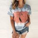 thumbnail image 2 of Gibobby Blusa Casual de Mujer Blusa manga corta con cuello redondo y estampado plumas a la informal para mujer(Gris,CH), 2 of 4