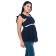 thumbnail image 3 of Blusa Maternidad Algodón Fresca Cómoda Ropa Embarazo Blusa Mujer Casual Con Encaje Color Azul Marino, 3 of 4