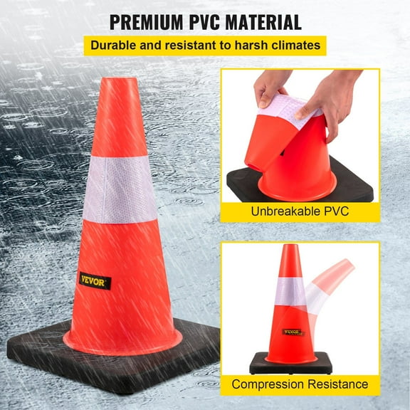 18" Heavy-Duty Traffic Cones (5-Pack) – Reflective Collar, PVC Construction for Driveway & Parking Control