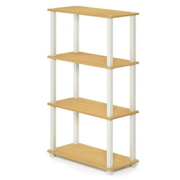 18028BE-WH Turn-S-Tube 4-Tier Multipurpose Shelf Display Rack with Square Tube - Beech & White