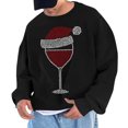 thumbnail image 2 of UVEASISHA Chandails de Mode pour Hommes de Noël, Imprimé de Verre de Vin, Col Rond, Chandails à Enfiler, Hauts Surdimensionnés Décontractés, Chandail Graphique de Noël, Soldes de la Rentrée Aujourd'hui, Noir m, 2 of 5