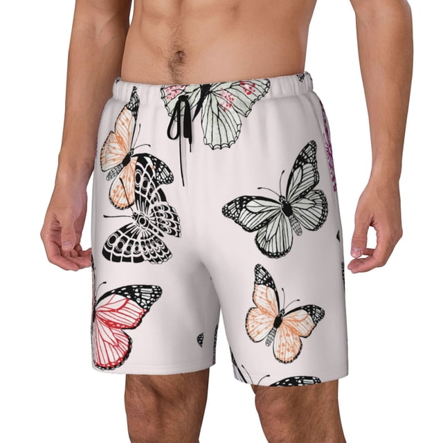 Fotbe Beautiful Butterfly Traje de Baño para Hombre – Shorts de Natación de Secado Rápido con Forro y Bolsillos-Small