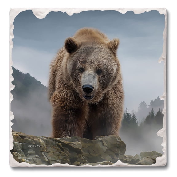 Thirstystone Grizzly Bear Single Tumbled Tile Stone Coaster Create Your Own Set