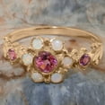 thumbnail image 5 of LBG British Made 18k Rose Gold Natural Pink Tourmaline & Opal Womens Engagement Ring - 33 size options - Size 6, 5 of 7