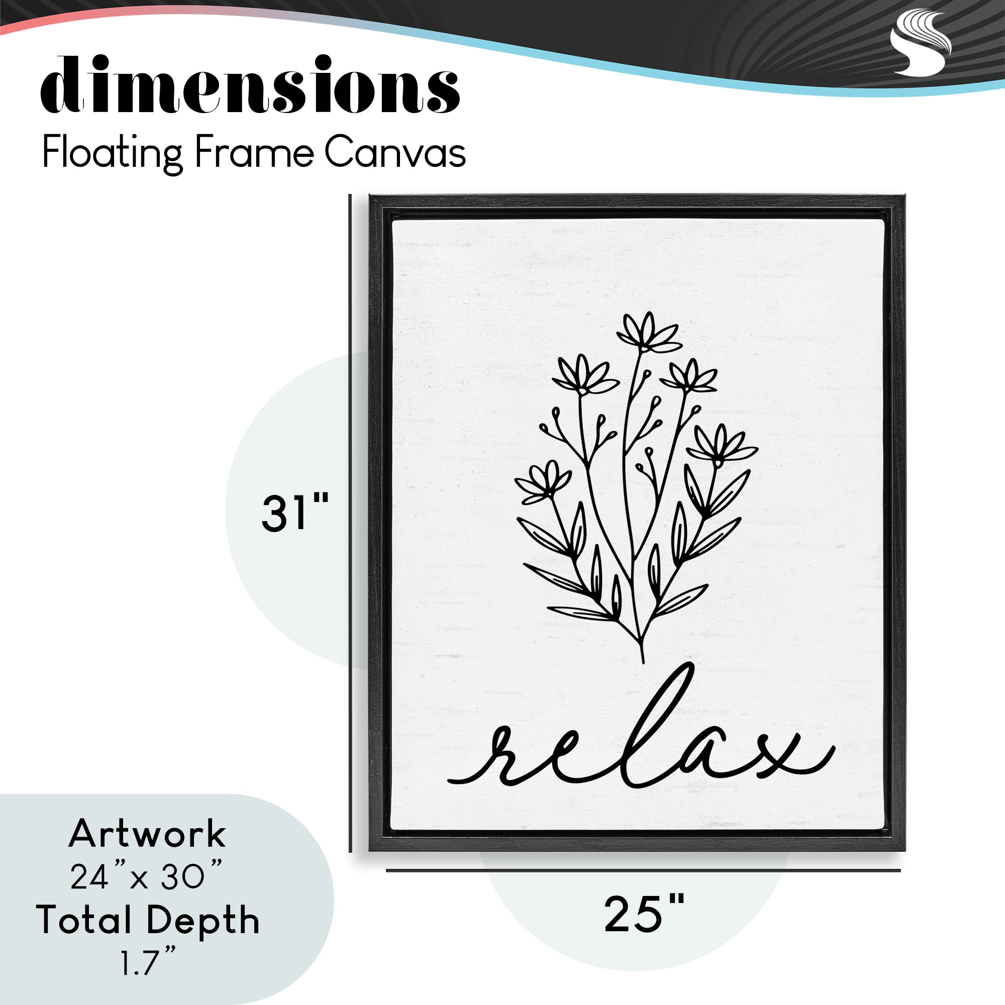 Bathroom Herb Relax Black Framed Floater Canvas Wall Art, design by Lettered and Lined