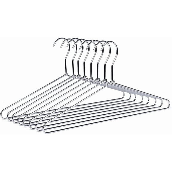 PLERISE 10 Pack Heavy Duty Metal Coat Hangers – 17" Stainless Steel Shirt Hangers with Smooth Chrome Finish, Silver Wire Hangers for Closet Organization, Suits & Pants