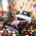 thumbnail image 3 of Erosebridal Pink Teal Drippy Baseball Bat Print Twin Sheet Sets, Colorful Sports Bedding for Kids Boys and Girls, 1 Flat Sheet, 1 Fitted Sheet and 1 Pillowcase, 3 of 6