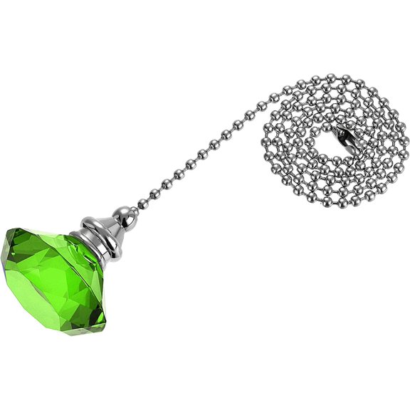 20 Inch Ceiling Fan Pull Chain, Decorative Crystal Fan Pull Chain Ornament Extension, 3mm Diameter Beaded Diamond Pendant, Green