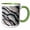 Green/White, variant on 3drose, Silver Pheasant Feather Fan Design., 11oz Two-tone Red Mug