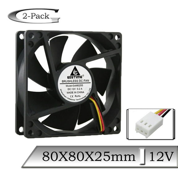 FOR 2pcs DC 12V 80mmx80mmx25mm 80mm 3Pin PC CPU Brushless Cooler Fan 8cm 8025 Computer Case Cooling Fan