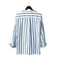 thumbnail image 4 of Men's Casual Stylish Shirts Long Sleeve Button-Up Striped Banded Collar Dress Shirts Relaxed Fit Comfort Beach Tops, 4 of 6