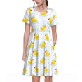 thumbnail image 1 of Disketp Yellow Rubber Duck para Vestido de Manga Corta para Mujeres, Vestidos de Verano para Mujeres, Casual y Holgado para la Playa, 1 of 6