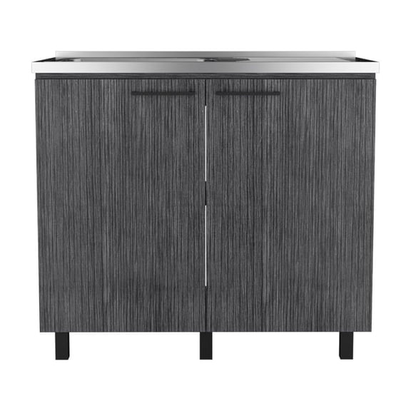 Izzovium Utility Sink Cabinet Burwood, Kitchen Sink Base with 2 Doors & 2 Shelves, 20.67"L x 39.37"W x 35.04"H, Particle Board, Gray