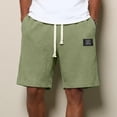 thumbnail image 3 of Mens Swim Trunks Men's Casual Waffle Weave Drawstring Shorts Textured Comfortable Crop Pants with Elastic Waist Pockets Summer Lounge Daily Beach Shorts for Home Vacation Light Green 4XL, 3 of 7