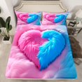 thumbnail image 2 of Castle Fairy Love Heart Couple Twin Sheet Sets 3pcs for Teens Adults,Pink Blue Twin Fitted Sheet Microfiber,Romantic Valentine's Day Breathable Flat Sheet,Lightweight Room Decor, 2 of 7