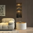 thumbnail image 5 of Ozarke Allure Coffee Table 22 Inch Modern Round Storage Ottoman - Upholstered Seat with Fabric Foam & Removable Top for Home Decor, Living Room, Dining Room & Bedroom - Cream White, 5 of 9