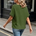 thumbnail image 4 of Diufon Womens Gauze Tops Summer Casual Short Sleeve V Neck Cotton Linen Blouse Solid Color Textured Tunic Tees, 4 of 8