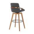 thumbnail image 4 of 30" Luxurious Grey Faux and Walnut Wood Swivel Bar Stool, 4 of 9