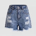 thumbnail image 4 of Byoo Tween Girl Distressed Denim Shorts High Waist Frayed Hem Summer Streetwear Ripped Jeans Shorts, 4 of 6