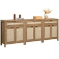 thumbnail image 3 of SICOTAS 30" Sideboards Buffets Cabinets with Drawer Set of 3, Boho Rattan Kitchen Storage Cabinets with Adjustable Shelves, Coffee Bar Station in Oak, 3 of 8