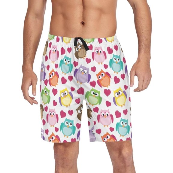 GZHJMY Owl Pajama Pants Short for Men, Lounge Pants Lightweight Men Pajama Bottoms with Drawstring Pockets, Christmas New Year Birthday Gifts, X-Large