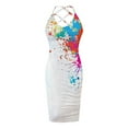thumbnail image 3 of Usmixi Formal Dresses for Women Night Club Sexy Backless Strap Bodycon Midi Dress Scoop Neck Sleeveless Tie-Dye Print 2023 Summer Knee-Length Dresses White xxl, 3 of 6
