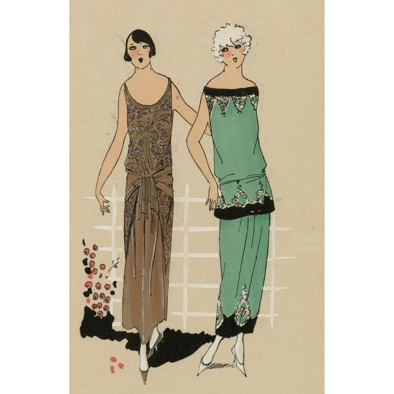 Anonymous 17x24 Black Ornate Framed Double Matted Museum Art Print Titled:  Moonlight. - This Style Dress. Egyptian (1923) - Walmart.com