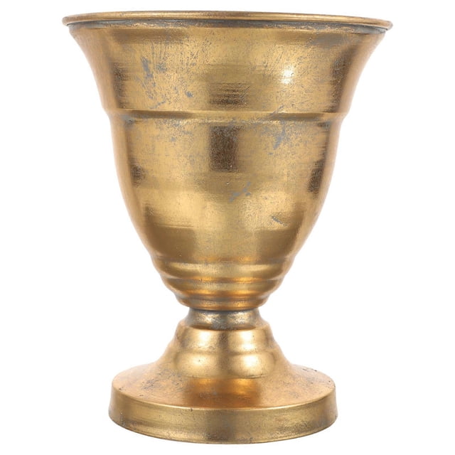 Golden Metal Flower Pot for Storage Trophy Cup Planter Vintage Style