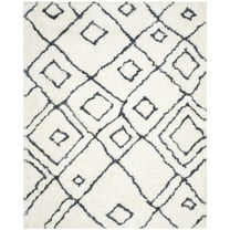 SAFAVIEH Toronto Neasa Abstract Polyester Shag Area Rug, Ivory/Blue, 8' x 10'