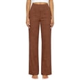 thumbnail image 4 of Women's Cotton Linen High Waist Pants, Casual Straight Leg Trousers with Pockets and Button Front, Elastic Waist Relaxed Wide Leg Pants for Travel, Date and Daily Wear Coffee XXL, 4 of 8