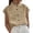Khaki, variant on Women's High Neck Tee Buttoned Collar Summer Cotton Short Sleeve Blouse
