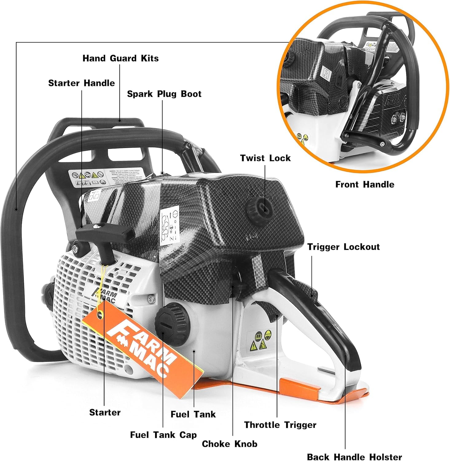 28 Inch Gas Chainsaw 92cc Chainsaw 2-Cycle Gasoline Power Chain Saws 5.2KW 6.4HP All Parts Compatible with MS660 G660 (With 28" Alloy Bar & Chain)