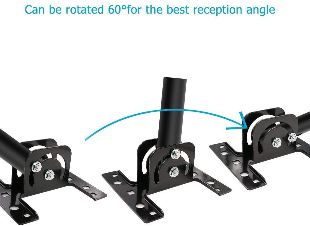 Outdoor HDTV Antenna with 200-Mile Range and 360-Degree Rotation, Black, for up to 4 TVs