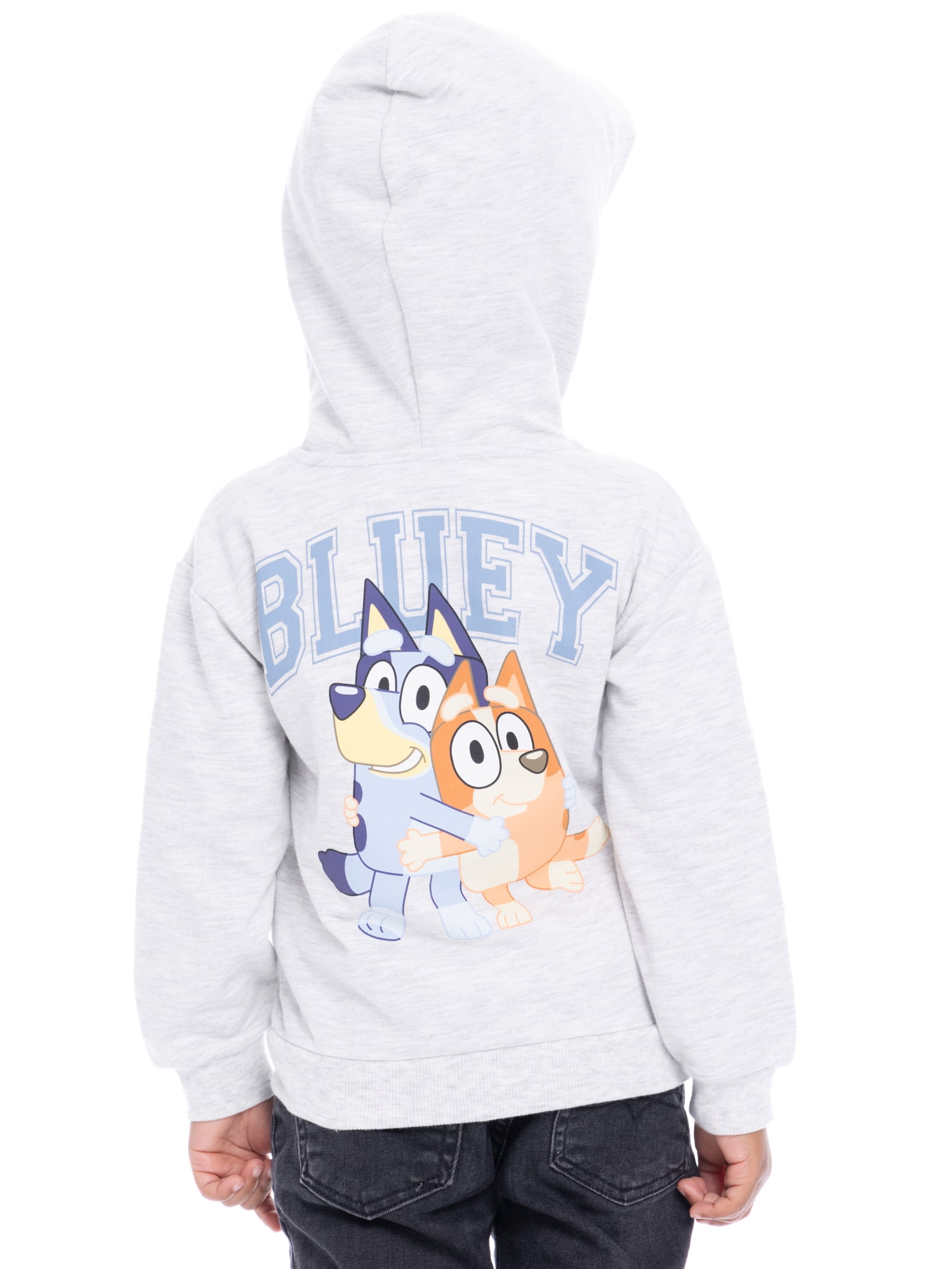 Bluey Toddler Girls' Full-Zip Hoodie with Front & Back Graphics, Sizes 12M-5T