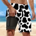 thumbnail image 2 of CONZONE Mens Swim Trunks With Mesh Liner Elastic Waist Summer Shorts for Men Cow Graphic Lightweight Loose Fit Vacation Beach Shorts With Pockets, 2 of 4
