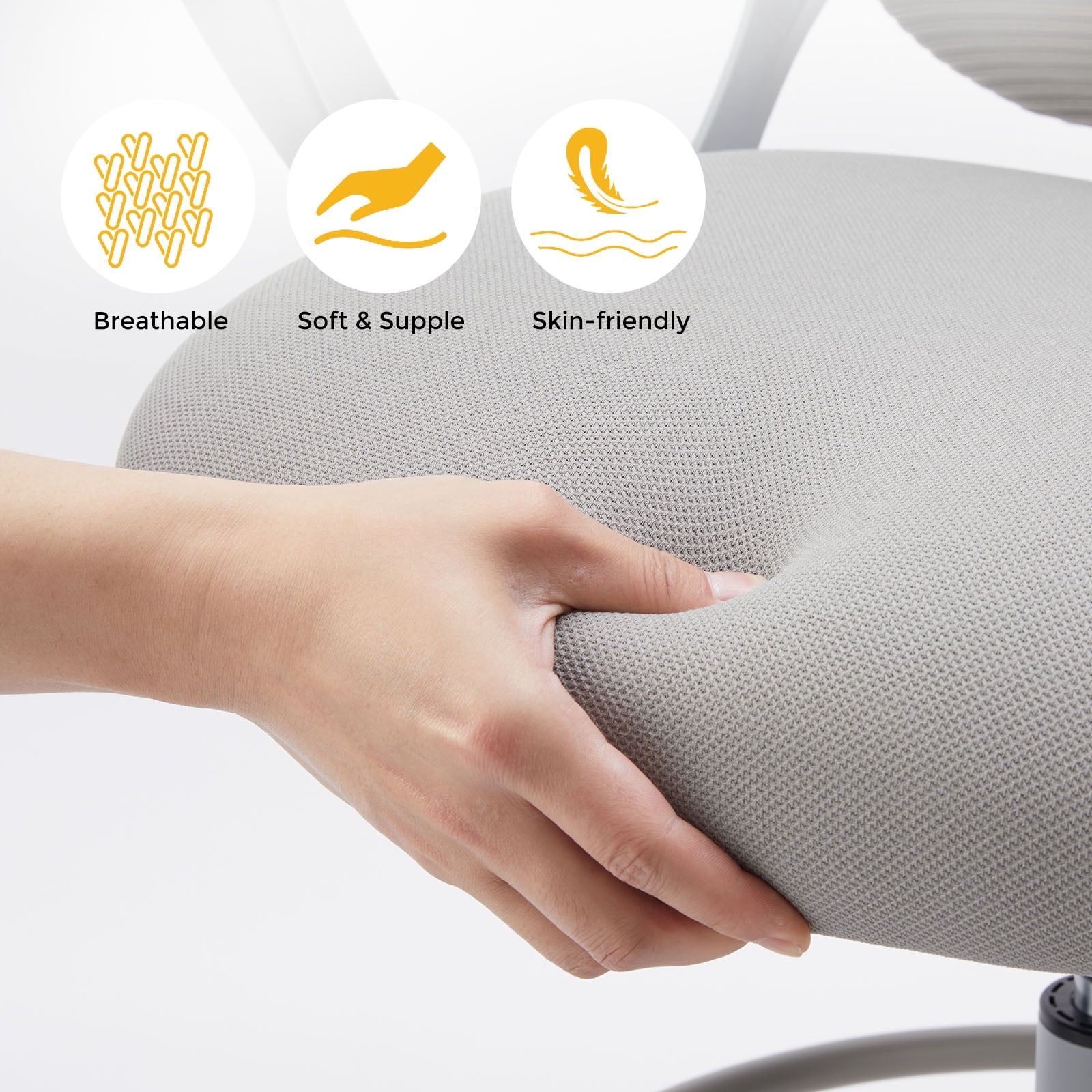 Desk Chair, Ergonomic Home Office Chair with Flip-Up Armrests, Rolling Chair with Lumbar Support, Executive Height Adjustable Swivel Task Chair, Grey