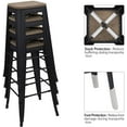 thumbnail image 6 of Homall 30" Indoor Outdoor Stackable Industrial Square Wood Top Modern Metal Bar Stool, Set of 4, Black, 6 of 7