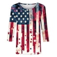 thumbnail image 4 of Miqool 4th of July Patriotic Shirts for Women, Casual Loose Crew Neck 3/4 Sleeve Tunic Tops Independence Day T-Shirts, 4 of 5