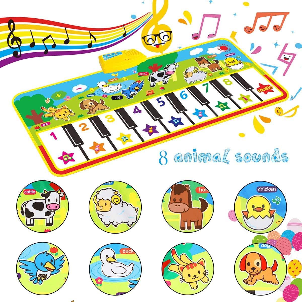 Music Mat for Kids, Kids Piano Mat Touch Play Blanket Keyboard Playmat 53