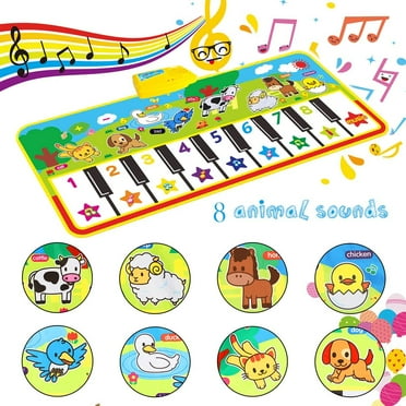 Rirool Music Mat for Kids - Touch Play Piano Blanket, 53" x 23" Musical Mats with Animal Sounds, Educational Dance Toys for Boys and Girls