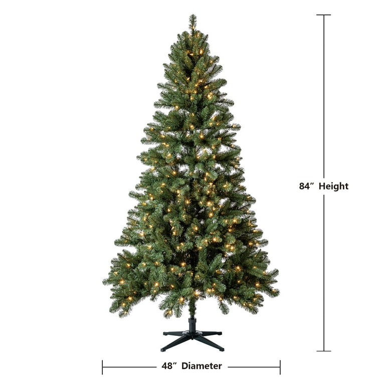 7' Pre-Lit Duncan Fir Green Artificial Christmas Tree with Color-Changing LED Lights and Quick Set, by Holiday Time