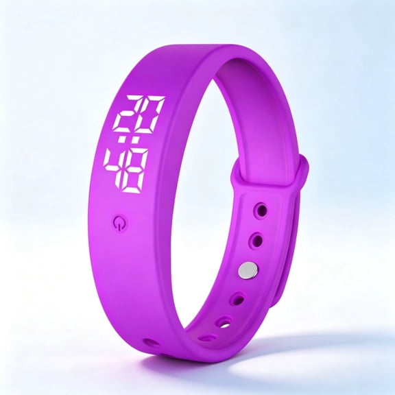 Vibrating Alarm Wristband, Silent Wakes Up Watch for Heavy Sleepers, Rechargeable Waterproof Alarm Bracelet with Vibration Reminder for Men & Women(Purple)