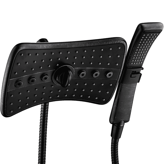 BRIGHT SHOWERS Four Spray Settings Shower Head Set Oil Rubbed Bronze and Black Finishing with 60" Long Stainless Steel Shower Hose