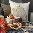 thumbnail image 6 of White Linen Modern Decorative Throw Pillow Cover, 16"x16" (40x40 cm) Linen Pearl Burlap, Jute, Fall Pumpkins, Vintage Pumpkins, Rustic Décor Pillowcase, Floral Contemporary - Pearl Kissed Pumpkin, 6 of 10