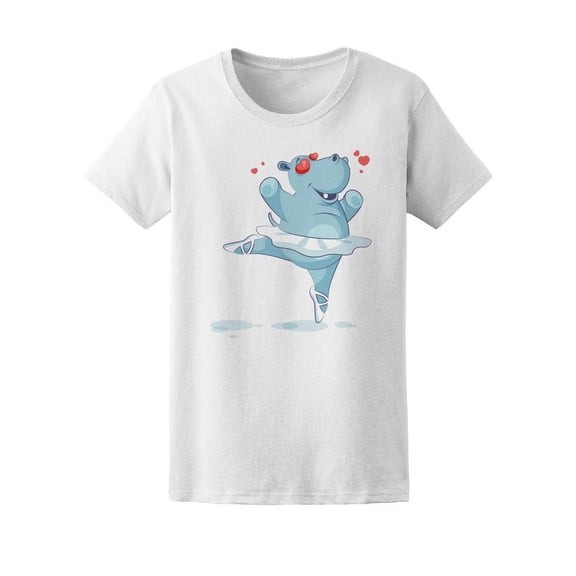 Cute Hippo In Love, Ballet Dance T-Shirt Women -Image by Shutterstock, Female Medium