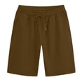 thumbnail image 4 of Sakmal Knee Length Shorts Men Board Bermuda Elastic Waist Summer 9 Inch Solid Brown Mens Shorts XL, 4 of 4