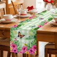 thumbnail image 5 of Tropical Spring Table Runner 90 Inches, Floral Leaves Butterflies Sage Green Plaid Bed Runner Dresser Scarves Tabletop for Indoor Outdoor Parties/Ceremony/Banquet, 13" x 90", 5 of 9