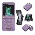 thumbnail image 1 of ELEHOLD Luxury Wallet Case for Samsung Galaxy Z Flip 5 Bling Diamond Sparkle Card Slot Holder Ultra Slim Thin Leather Flip Purse Case with Detachable Shoulder Strap for Samsung Z Flip5,Purple, 1 of 6