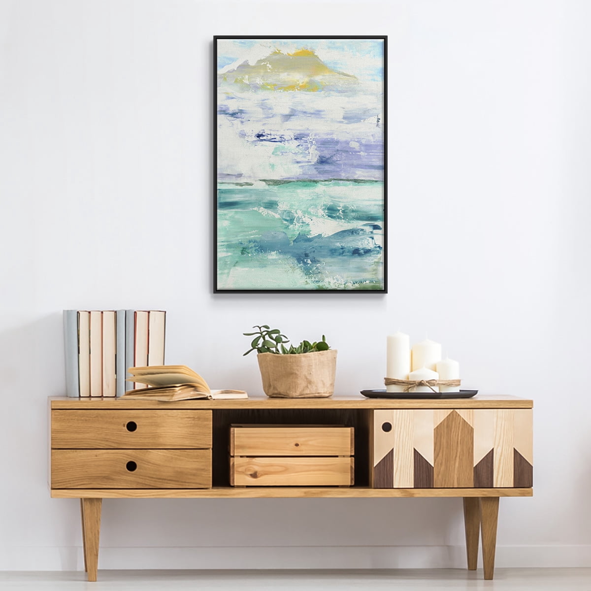 Fantasy Seascape Framed Premium Gallery Wrapped Canvas - Ready to Hang - 17 x 25 - Black Floating Frame